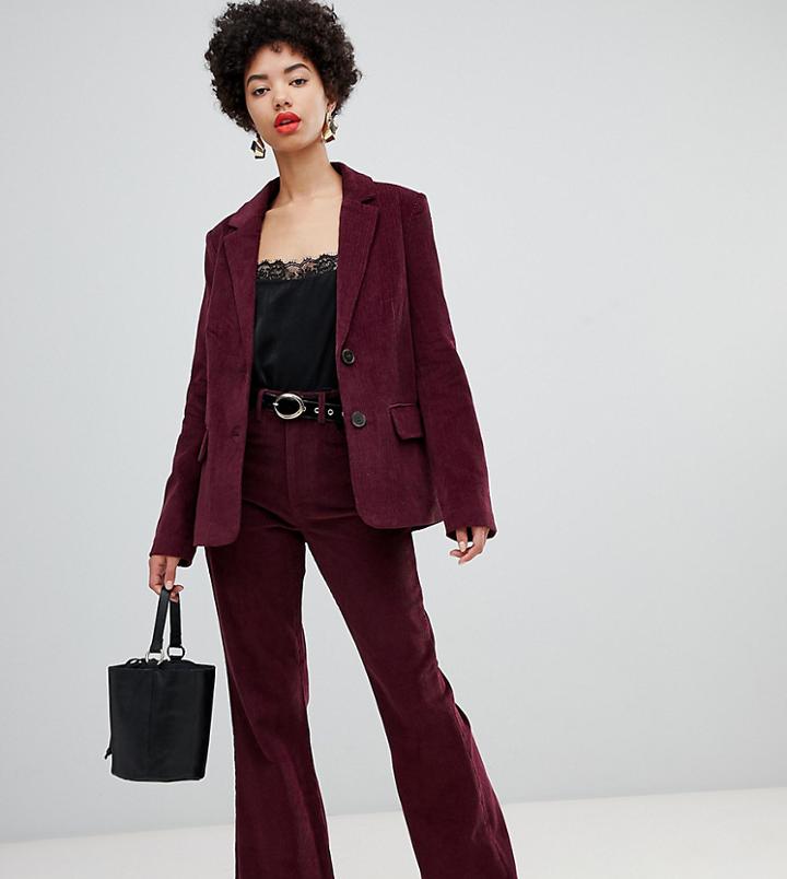 Warehouse Cord Blazer In Berry - Purple