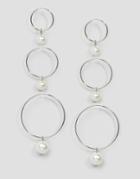 Asos Pack Of 3 Faux Pearl Hoop Earrings - Rhodium