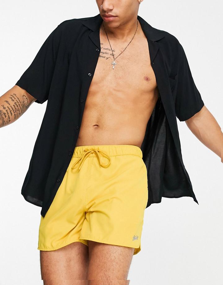 Pull & Bear Swim Shorts In Yellow