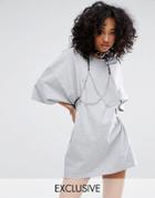 Milk It Vintage Oversize T-shirt Dress With Chain Bra - Gray