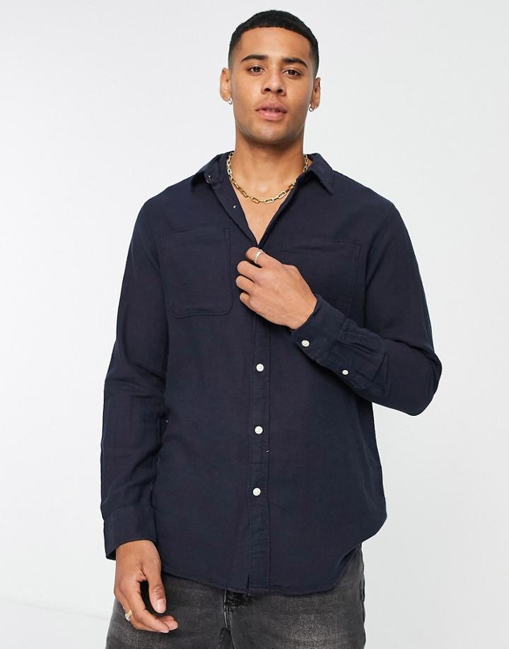 Selected Homme Linen Mix Shirt In Navy