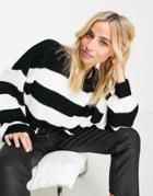 Asos Design Striped Sweater In Black