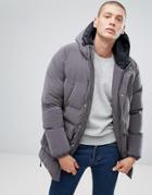 North Sails Stockholm Double Hooded Puffer Coat In Gray - Gray