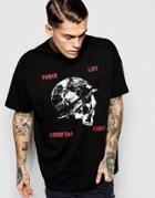 Asos Super Oversized T-shirt With Half Sleeves And Skull Print - Black