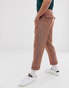 Asos Design Tapered Smart Pants In Orange Herringbone