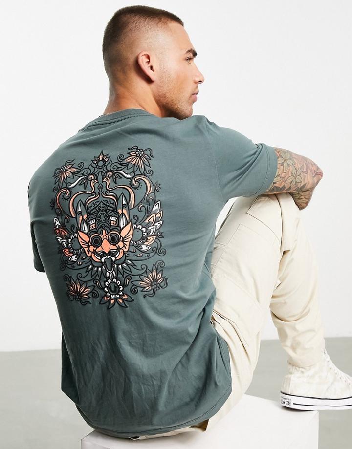 True Religion T-shirt With Back Print In Green