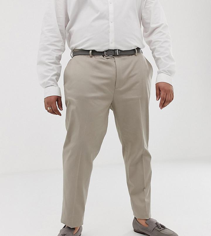 Asos Design Plus Wedding Skinny Pants In Stone Cotton - Stone