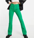 Stradivarius Slim Flare Jeans With Slit Detail In Green