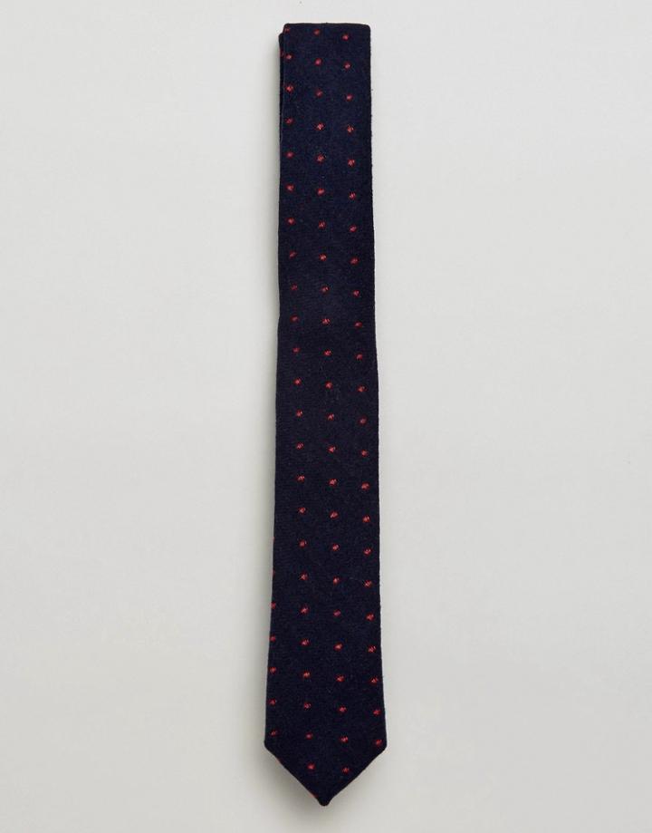 Gianni Feraud Flannel Spot Tie - Navy