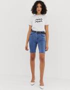Fae Denim Longline Shorts - Blue