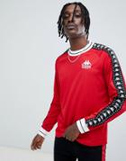 Kappa Long Sleeve T-shirt With Contrast Ringer And Logo Taping In Red - Red