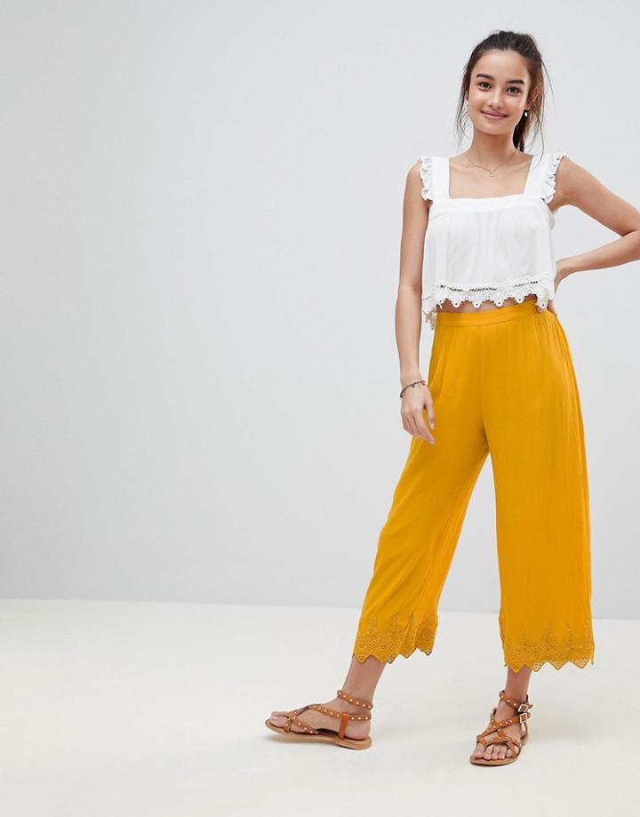 Miss Selfridge Frill Hem Pants - Yellow