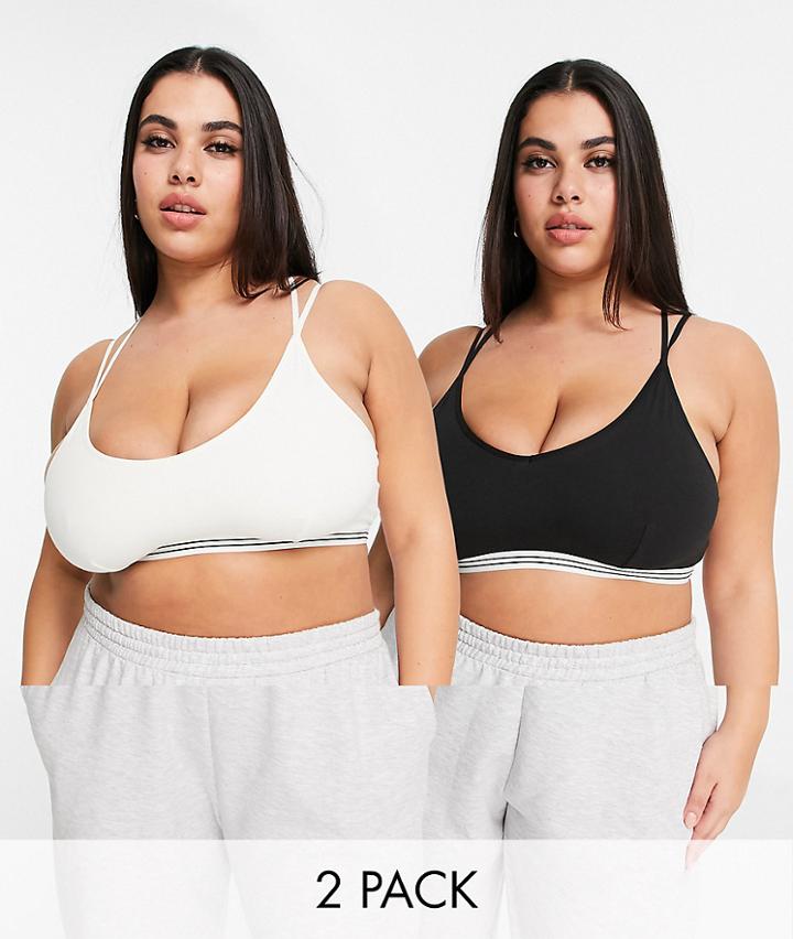 Simply Be 2 Pack Jersey Crop Tops In Black-multi