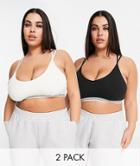 Simply Be 2 Pack Jersey Crop Tops In Black-multi