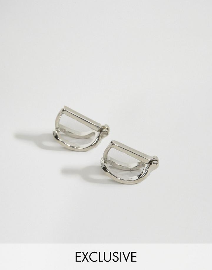 Designb Square Hoop Earrings - Silver