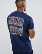 Boohooman T-shirt With Back Print In Navy - Navy