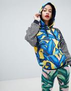 Adidas Originals X Farm Hoodie With Trefoil Logo In Tropical Print - Multi