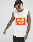 Asos Wu Tang Clan Sleeveless T-shirt With Extreme Dropped Armhole - White