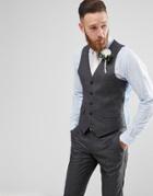 Harry Brown Winter Wedding Blue Tonal Skinny Fit Vest - Blue