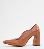 Depp Wide Fit Leather Point Block Heels - Tan