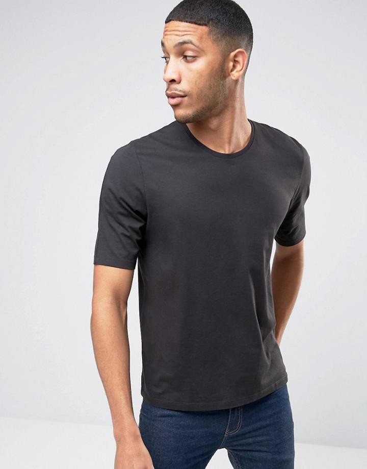Sisley Crew Neck T-shirt With Back Raglan Detail - Black