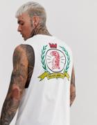 Asos Design Relaxed Sleveless T-shirt With City Chest And Back Print - White