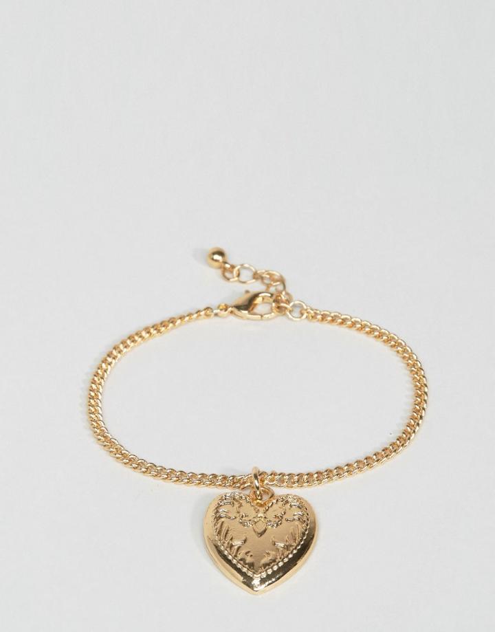 Asos Heart Locket Bracelet - Gold