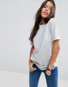 Asos Ultimate Curved Hem Boyfriend T-shirt - Gray