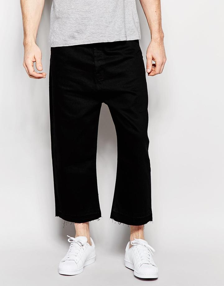 Asos Super Wide Leg Jeans In Black - Black