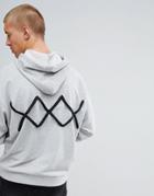 Asos Oversized Hoodie With Lace Up Back - Gray