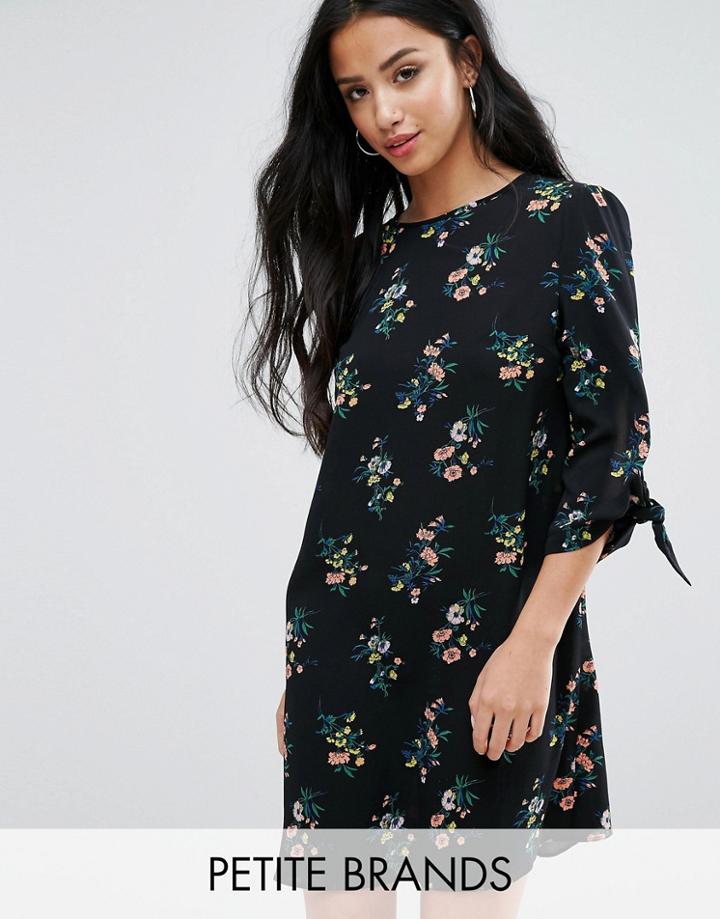 Miss Selfridge Petite Floral Tie Sleeve Mini Dress - Multi