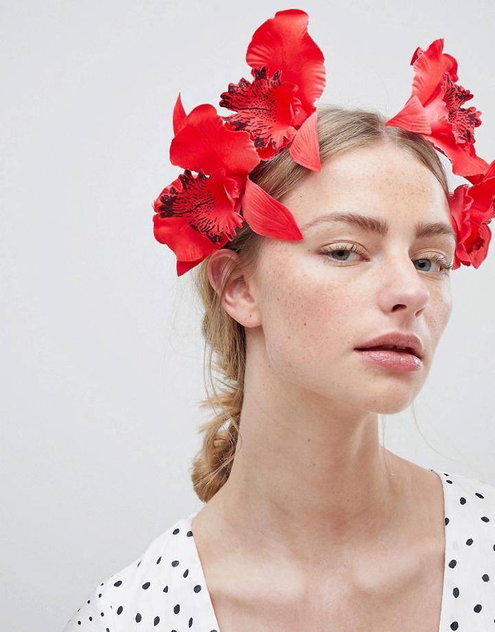 Asos Design Statement Color Drench Orchid Headband - Red