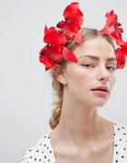 Asos Design Statement Color Drench Orchid Headband - Red