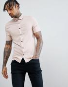 Asos Design Skinny Viscose Shirt In Rose - Pink