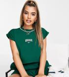 Reebok Basketball Drop Shoulder Crop Top With Raw Hem In Green - Exclusive To Asos