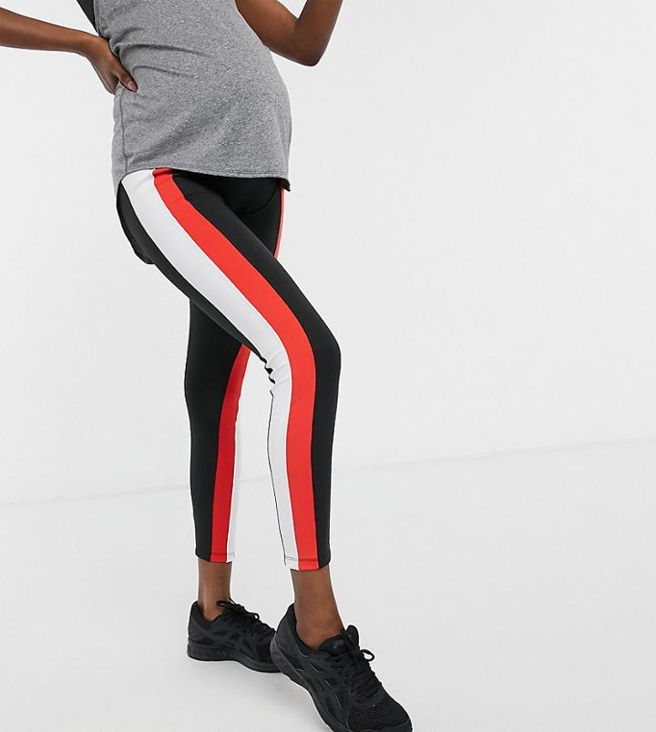 Asos 4505 Maternity Leggings With Side Stripe-black