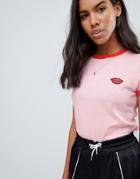 Brave Soul Kiss T Shirt With Contrast Banding - Pink