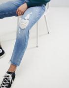 Jack & Jones Intelligence Tapered Fit Jeans With Heavy Distressing - Blue