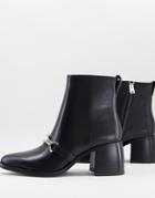 All Saints Rhye Leather Chain Detail Heeled Boots In Black