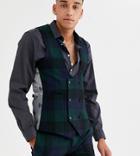 Twisted Tailor Tall Super Skinny Fit Suit Vest In Wide Green Check