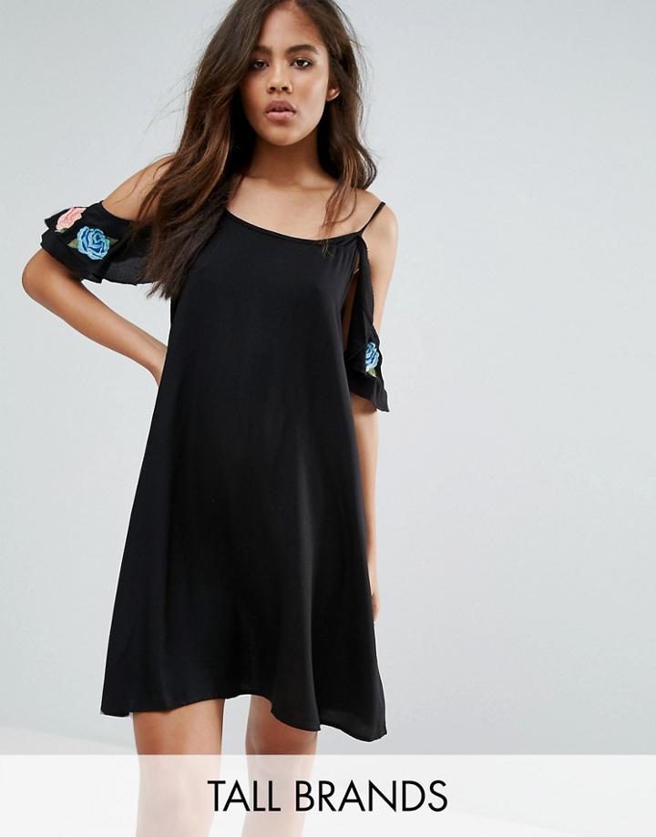 Vero Moda Tall Cold Shoulder Embroidery Detail Dress - Multi