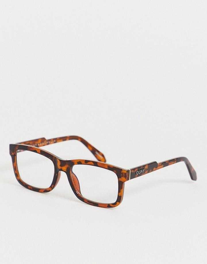 Quay Australia Beatnik Square Clear Lens Glasses In Tort - Clear