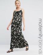 New Look Maternity Ruffle Floral Maxi Dress - Blue