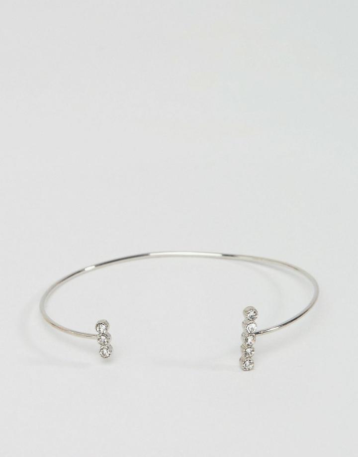 Asos Fine Stone Open Bracelet - Silver