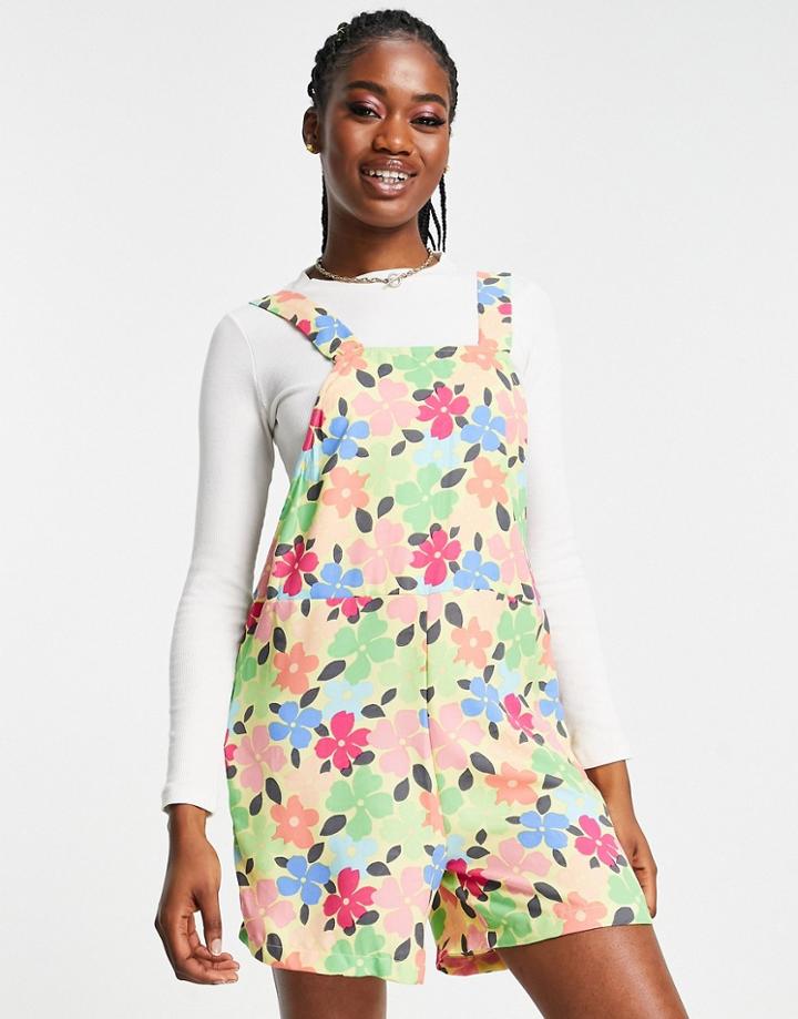 Pieces Lara Floral Printed Romper In Multi