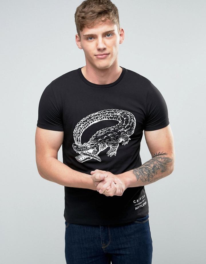Asos T-shirt With Catfish And Bottlemen New Tour Crocodile Print - Black