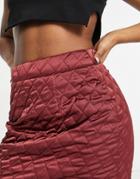 Asos Design Quilted Mini Skirt In Oxblood Red-multi