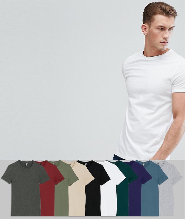 Asos Design Crew Neck T-shirt 10 Pack Save - Multi