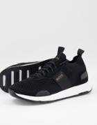 Boss Titanium Runn Lightweight Sneakers With Gold Logo In Black