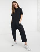 Asos Design Short Sleeve Minimal Jumpsuit In Black